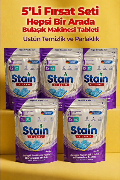 Stain İt Zero Hepsi Bir Arada Bulaşık Makinesi Tableti & Güçlü Temizlik Üstün...