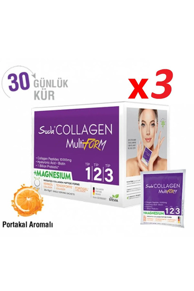 Suda Collagen Multiform Tip I,II,III Kolajen+Magnezyum+Probiyotik Cilt,Saç&Ka...
