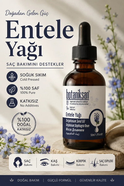 botaniksan Entele Yağı 50 ml Soğuk Sıkım %100 Saf Doğal Katkısız Saç Bakım Yağı