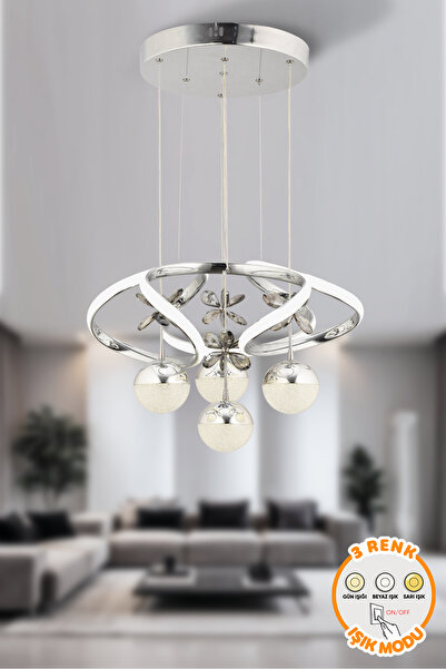 Dekorluna Modern Luvina Krom 3 Renk Işık Özellikli Power Led Kaplama Sarkıt L...