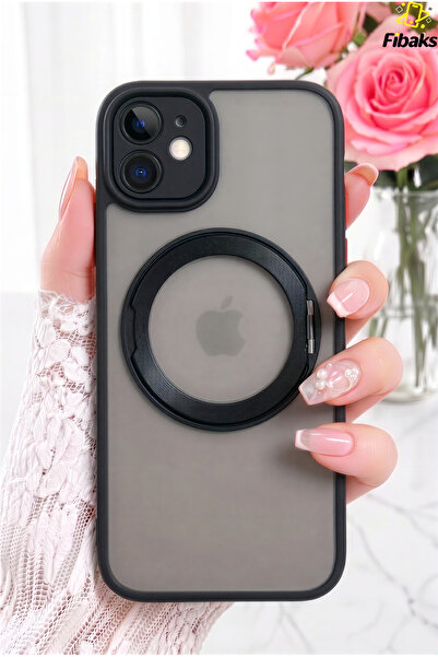 Fibaks iPhone 11 Kılıf 360° Metal Standlı MagSafe Uyumlu Mat Darbe Korumalı T...
