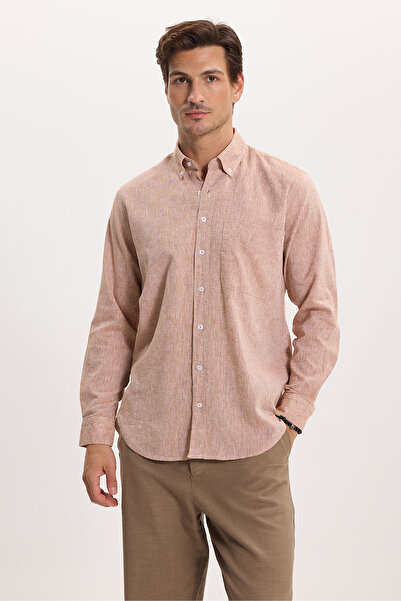 Tudors Men's regular fit classic cut oversize cotton linen texture buttoned c...