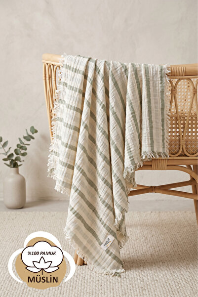 Double Layered Muslin Baby Pique Cover Newborn Blanket 85X95 cm Baby Pique Stroller Cover Khaki