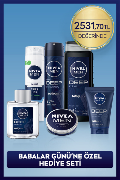 NIVEA MEN Erkek Bakım Çeyiz Seti, Deodorant 150ml, Tıraş Jeli, Losyon, Yüz Te...