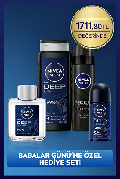 NIVEA MEN Erkek Bakım Damat Çeyiz Seti, Duş Jeli, Roll-on Deodorant, Tıraş Kö...