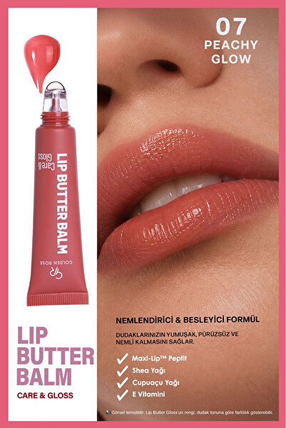 Golden Rose Lip Butter Balm Care&Gloss - 07 Peachy Glow - Renkli Dudak Parlat...