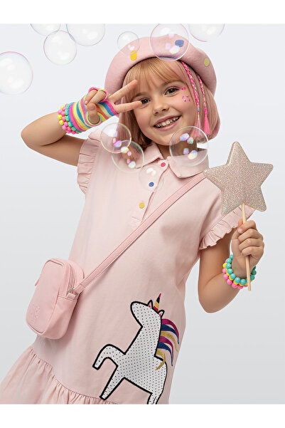 Denokids Devojčica haljina sa jednorogom aplikacijom 100% pamuk haljina u sti...