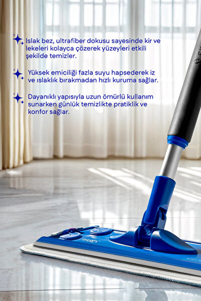 Silva Ultrafiber Mop 2’li Set – Zemin & Yüksek Alanlar İçin Islak & Duvar Mop Bezi
