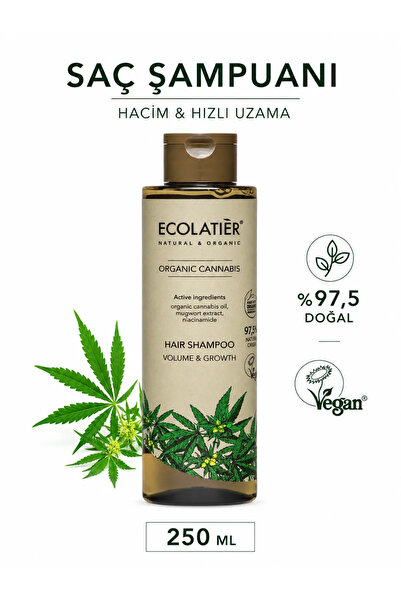 ECOLATIER Doğal Saç Şampuanı Organik Kenevir Hızlı Saç Uzama ve Hacim, Saç Uz...