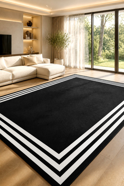 Decomia Home Digital Protivklizno Perivo Modern Black Tepih za dnevnu sobu Ku...