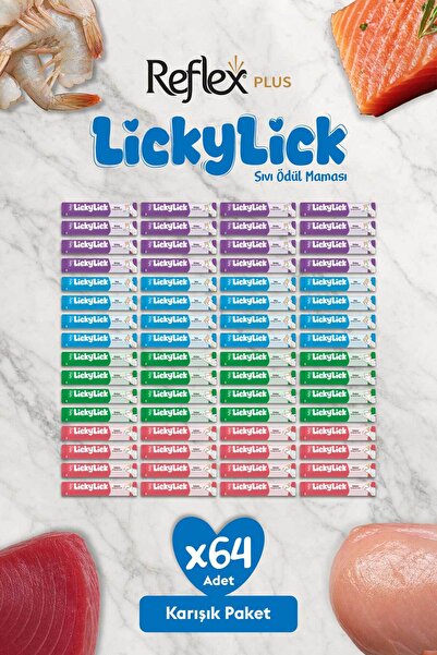 Reflex Plus LickyLick Kedi Sıvı Ödül Maması Karışık Paket 15g x 64 Adet