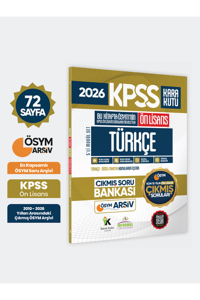 Karakutu Yayınları 2026 FULLÖnLisans KPSS Türkçe Kara Kutu ÖSYM Çıkmış Soru B...