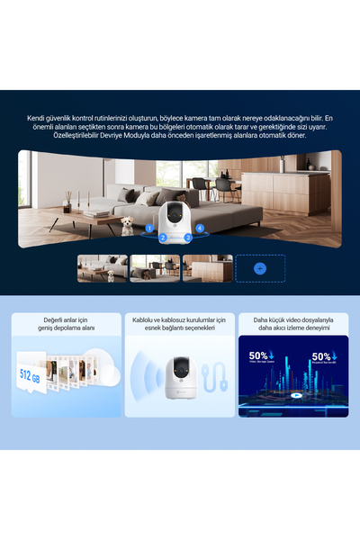EZVIZ C6N 4K 360 İç Mekan Wi-Fi Güvenlik Kamerası, Bebek ve Evcil Hayvan Monitörü, İnsan Algılama