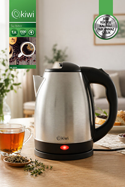 Kiwi KK-3331 Su Isıtıcı Kettle | 1500W & 1.8 L Paslanmaz Çelik & 360 Kablosuz...