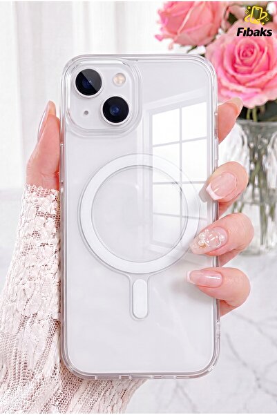 Fibaks (İçi ve Dışı Jelatinli) iPhone 13/14/15 Kılıf Kablosuz Şarj Magsafe Wi...