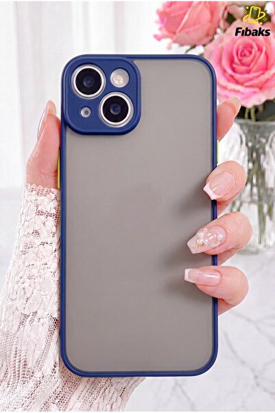 Fibaks iPhone 13/14 Kılıf Kamera Korumalı Renkli Tuşlu Mat Transaparan Kapak ...