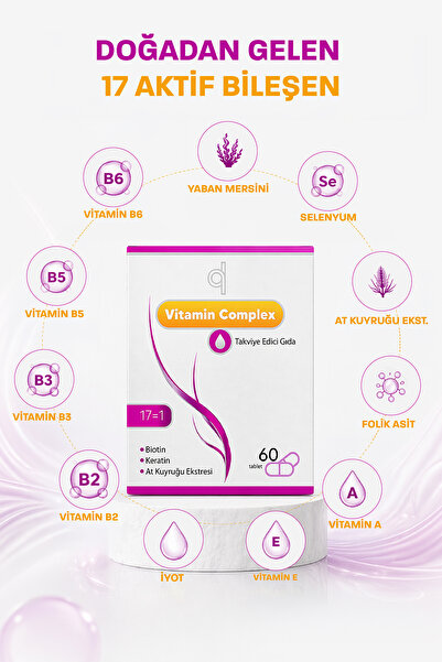 Quality Life Saç Vitamini - Biotin Tablet B Complex - Saç ve Tırnak İçin Saç Dökülmesine Karşı Vitamin 60 Tablet