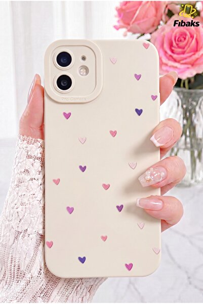 Fibaks iPhone 11 Kılıf Kamera Korumalı Silikon Renkli Kalp Tasarımlı Kamera K...