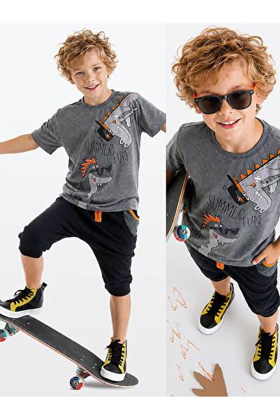Denokids Sommerspaß-T-Shirt-Capri-Shorts-Set für Jungen