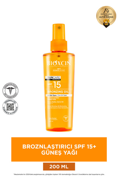 Bioxcin Sun Care Bronzlaştırıcı Yağ 15 Spf 200 ml - Kakao Yağı Havuç Yağı 15 Spf