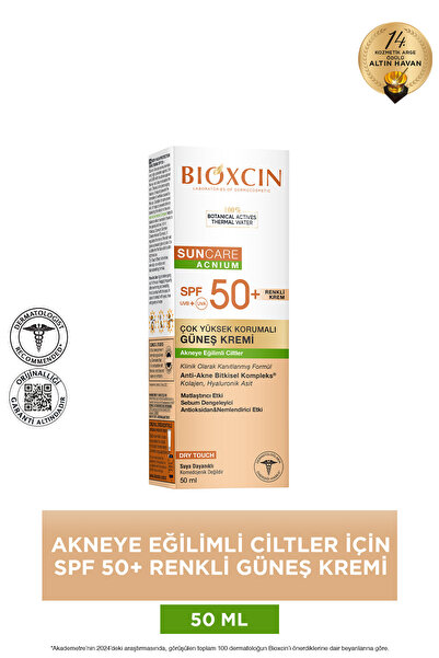Bioxcin Sun Care Akneye Eğilimli Ciltler Için Renkli Güneş Kremi 50 Spf 50 Ml...