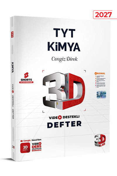 3D Yayınları TYT Kimya Defter Video Destekli