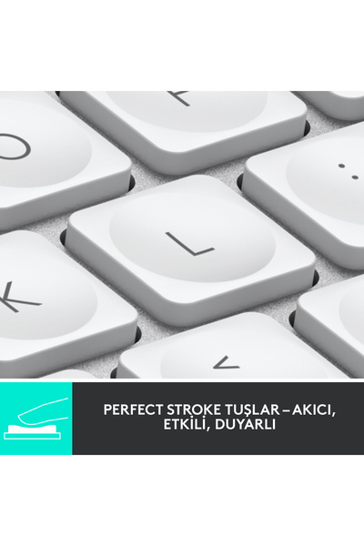 logitech MX Keys Mini Mac İçin Minimalist Kablosuz Aydınlatmalı İngilizce Q Klavye, Beyaz 920-010526