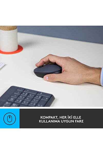 logitech MK235 USB Alıcılı Kablosuz Türkçe Q Klavye Mouse Seti, Siyah 920-007925