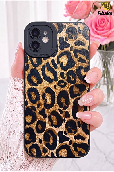 Fibaks iPhone 11 Kılıf Mat Sarı Leopar Desenli Darbe Emici Kamera Korumalı Yu...