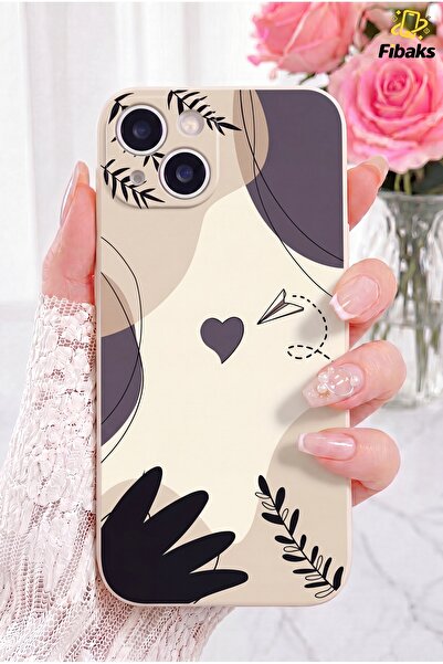 Fibaks iPhone 14 Kılıf Tasarımlı Desenli Kamera Korumalı Secret Garden Kalp Y...