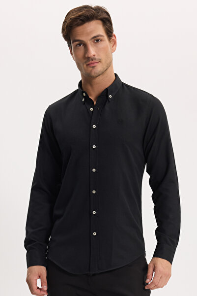 Tudors Ανδρικό πουκάμισο εφαρμοστό Slim Fit με κουμπιά και γιακά με έμβλημα O...