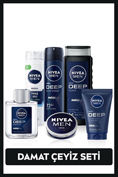NIVEA MEN Erkek Bakım Çeyiz Seti, Deodorant,Tıraş ve Duş Jeli,Losyon,Yüz Temi...