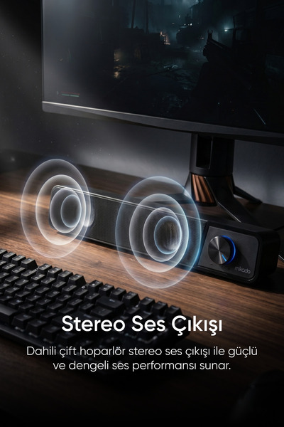 Mikado MD-69S Siyah 3Wx2 Led Işıklı Multimedia Soundbar Speaker