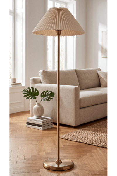 Vinner Noa Conic Eskime Mat Gold Metal Lambader - Krem Kırma İthal Kumaş