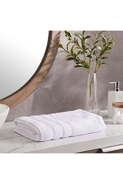 PAN HOME منشفة حمام شيكاغو منقوشة 650 جرام/متر مربع، مقاس 70×140 سم - لون أبيض