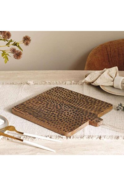 PAN HOME Savanna Mango Wood Etched Serving Board 32x26x1.5cm -brown