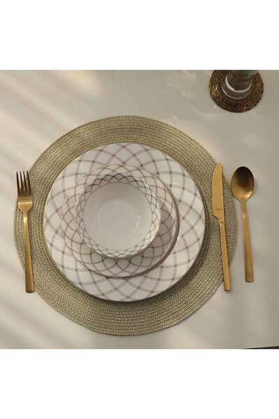 PAN HOME مفرش طاولة أمارا S/4 ذهبي بقطر 38 سم