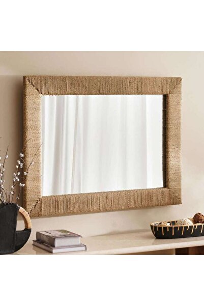 PAN HOME Courtney Seagrass Rectangular Wall Mirror 102x76cm - Natural