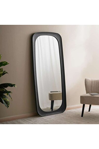PAN HOME مرآة أرضية خشبية من بريينا مقاس 80×180×5 سم - أسود