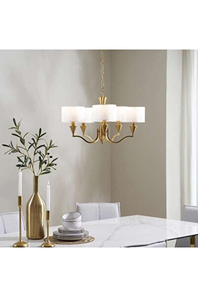 PAN HOME ثريا مايتون بخمسة مصابيح E14 - قطر 65×120 سم - ذهبي