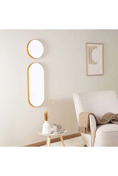 PAN HOME Sierra Set of 2 Oval and Round Plastic Wall Mirrors 30x3x30cm, 30x3x...