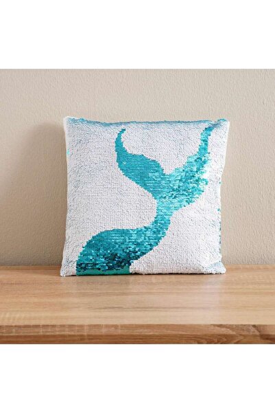 PAN HOME Mermaid Sequins Filled Cushion 33x33cm - Blue