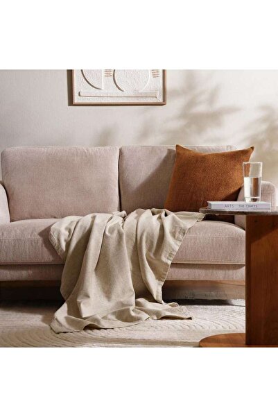 PAN HOME بطانية سانكتوري من الكتان المنسوج 130×170 سم - كتان