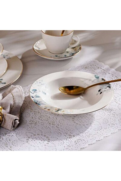 PAN HOME طبق حساء من البورسلين ماركة سيدا - أبيض، قطر 21 سم