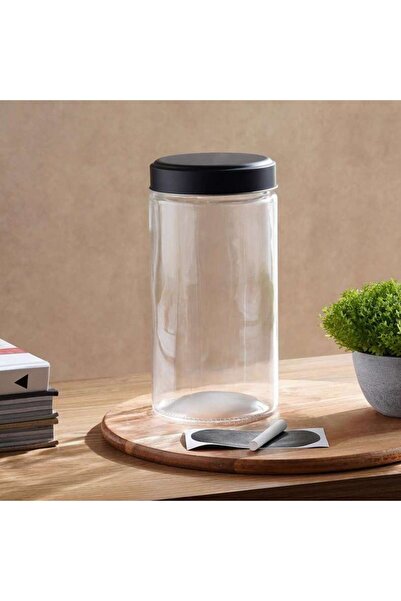 PAN HOME Jazz Glass Canister With Chalkboard 1.7L -Clear