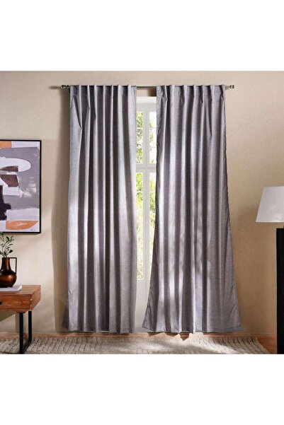PAN HOME طقم ستائر هارلين قطعتين - 140x240 سم - رمادي
