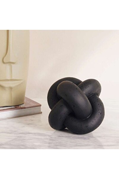 PAN HOME Celle Polyresin Decor Knot Sculpture 15.5x15.5x15.5cm- Black