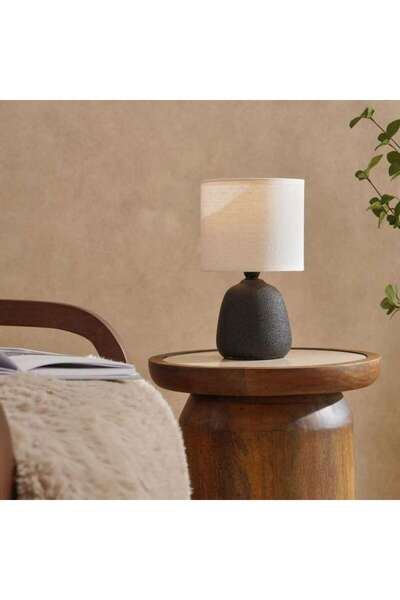 PAN HOME مصباح طاولة سيراميك من بيرتشيل E-14 مقاس 15x15x25 سم - أسود