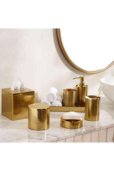 PAN HOME غطاء صندوق مناديل ميتور ميتال 12.5x12.5x14 سم - ذهبي