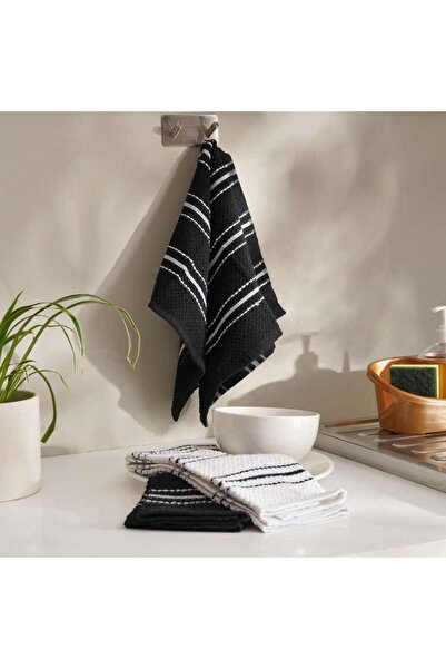 PAN HOME طقم مناشف مطبخ أساسي من 3 قطع 38×58 سم - أسود